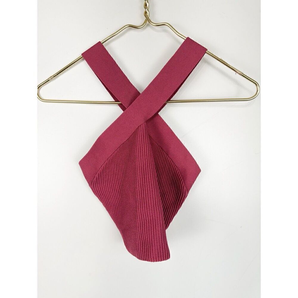 BABATON Criss Cross Sculpt Pink Muave Knit Tank Top women Size XS
